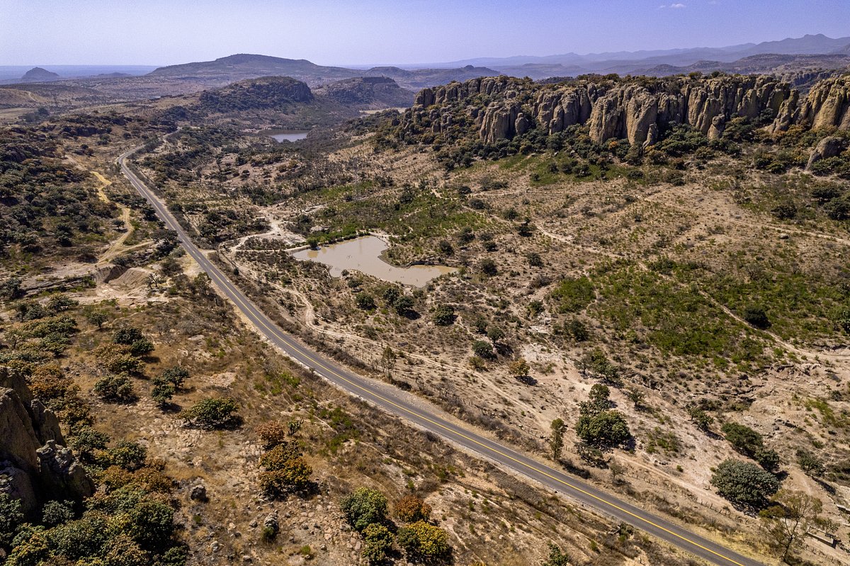 Воздушные скалистые ландшафты пустыни, Мексика