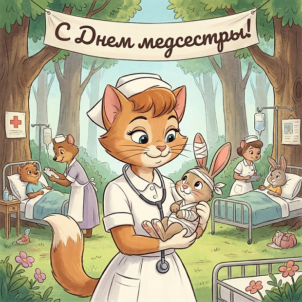 Картинка с теплыми словами на День медсестры
