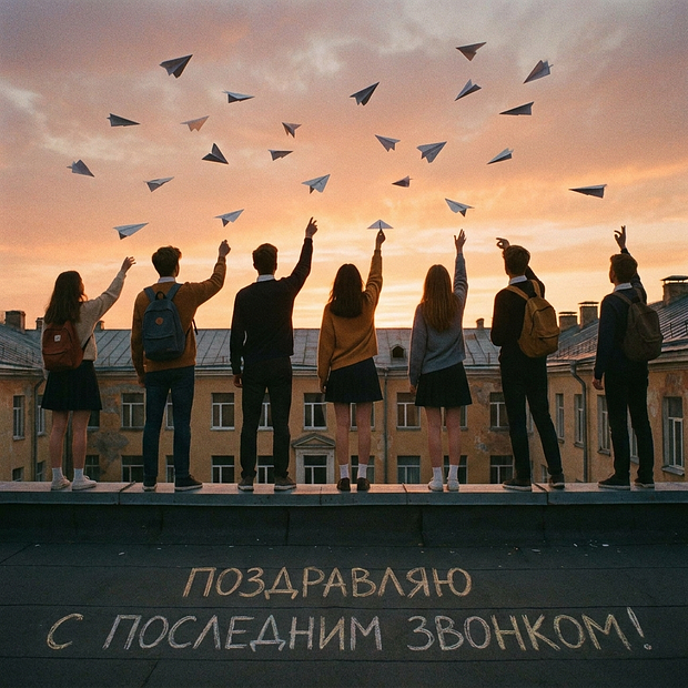 Открытка с душевными словами на последний звонок
