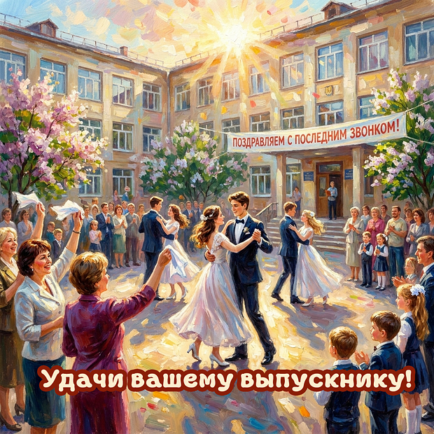 Открытка на последний звонок для родителей школьников
