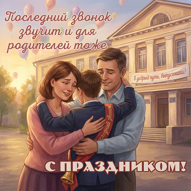 Открытка на последний звонок для родителей школьников
