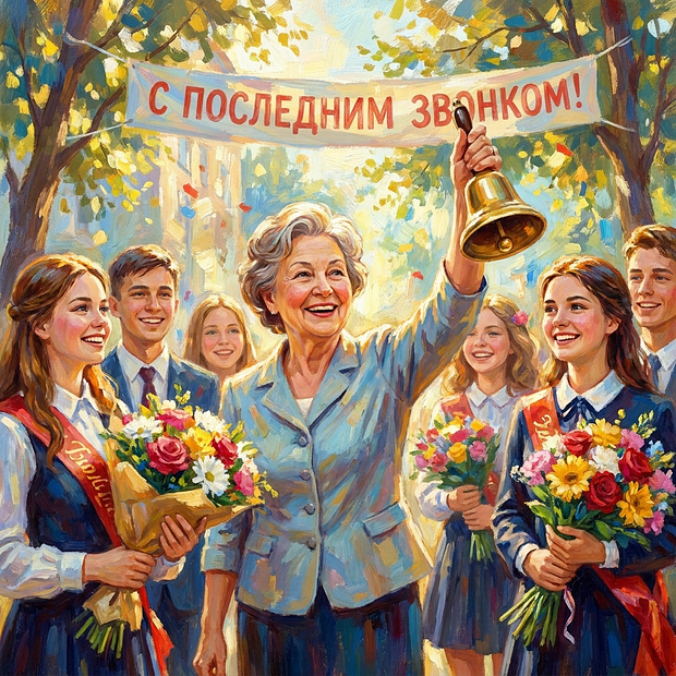 Открытка на последний звонок для учителей
