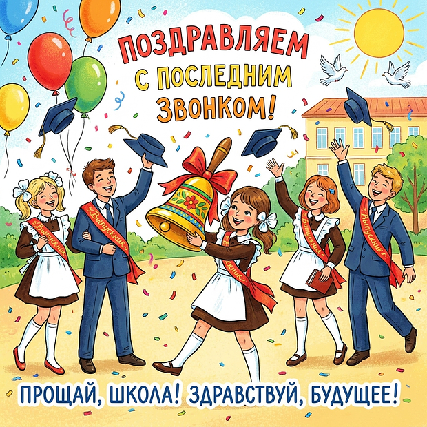 Красивая открытка с последним звонком