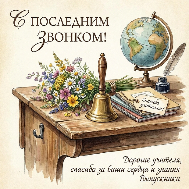 Открытка на последний звонок для учителей
