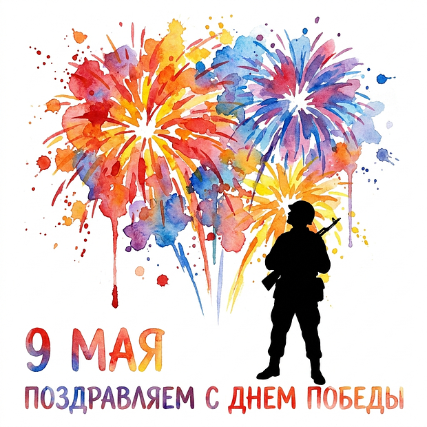 Открытка с поздравлением к 9 Мая
