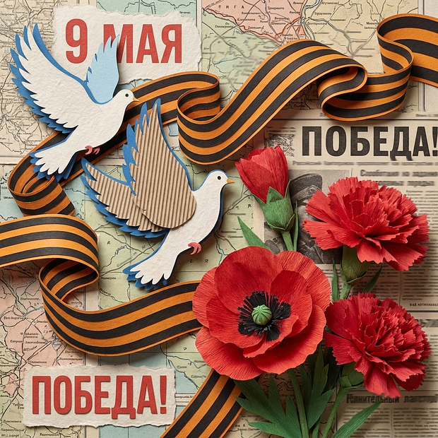 Красивая открытка на 9 Мая
