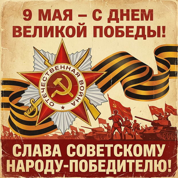 Советская открытка на 9 Мая
