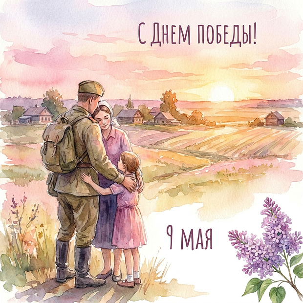 Советская открытка на 9 Мая

