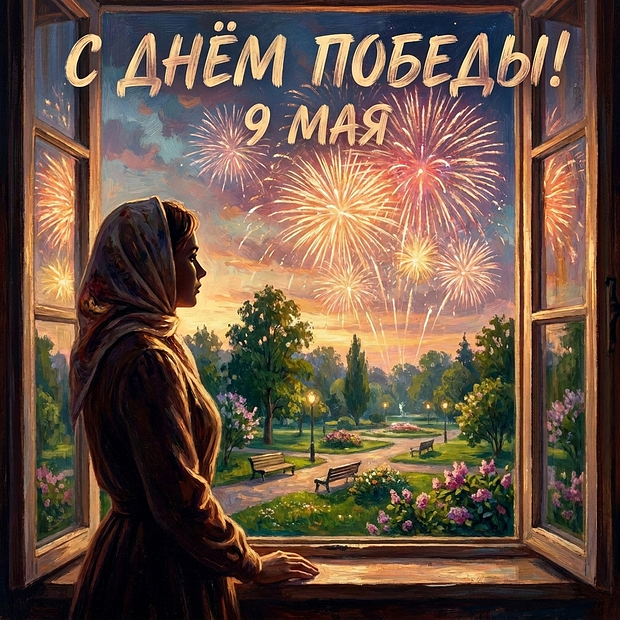 Открытка с поздравлением к 9 Мая
