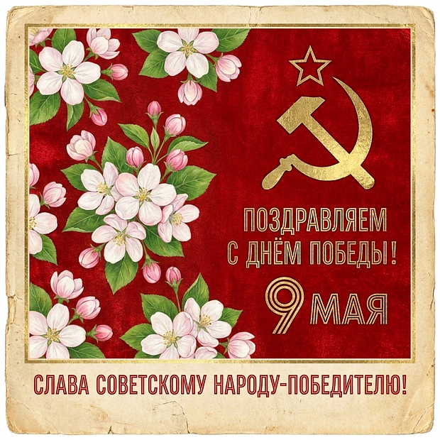 Советская открытка с Днем Победы

