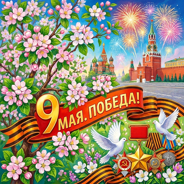 Красивая открытка на 9 Мая
