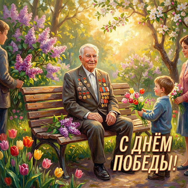 Открытка с поздравлением ко Дню Победы

