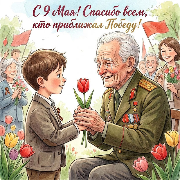 Скачать картинку открытку на 9 Мая
