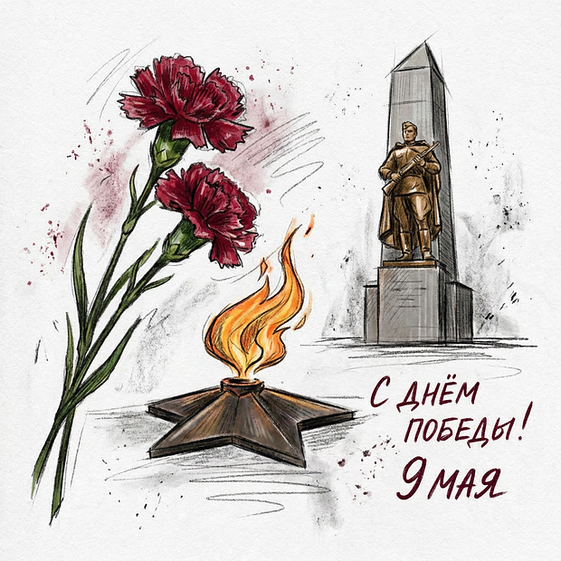Картинка с поздравлением к 9 Мая
