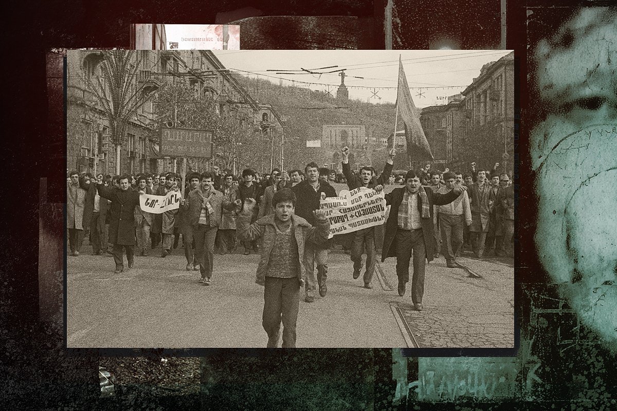 Демонстрация на проспекте Ленина в Ереване, февраль 1988 года