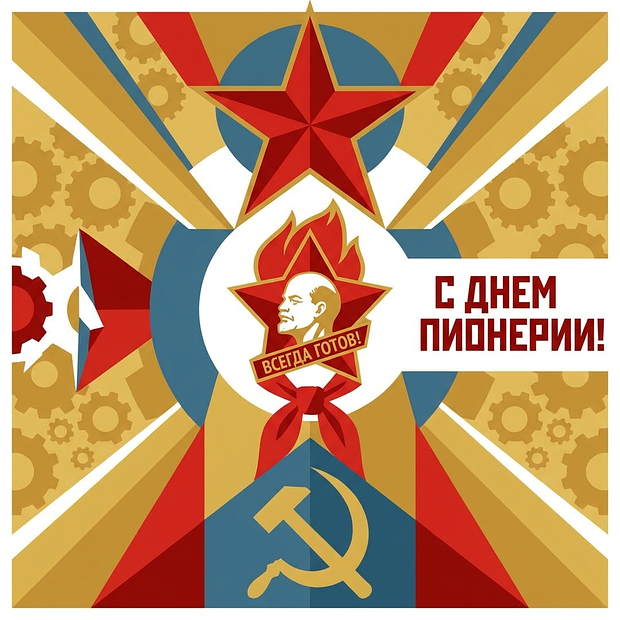 Советская открытка с Днем пионерии
