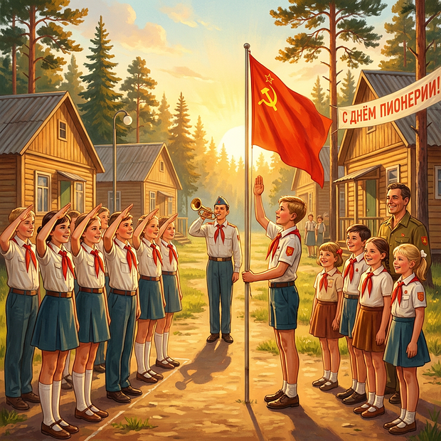 Советская открытка на День пионерии

