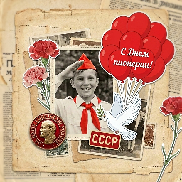 Скачать бесплатно открытку на День пионерии
