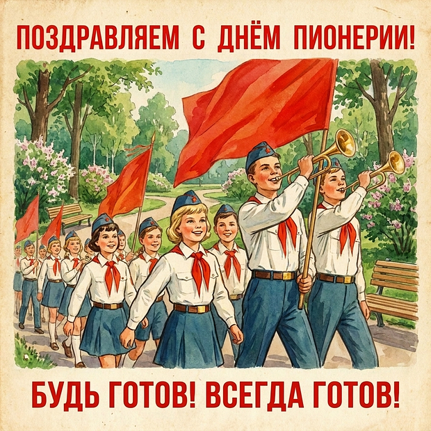 Открытки с Днем пионерии в стиле СССР