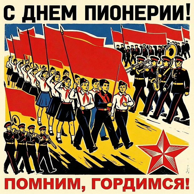 Открытка на День пионерии в советском стиле

