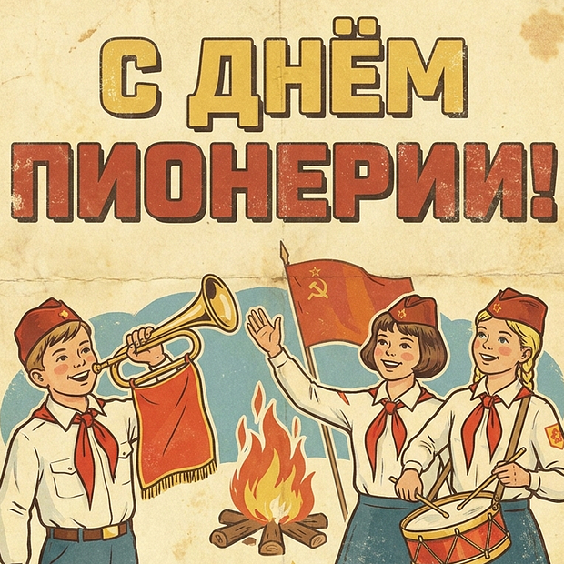 Советская открытка на День пионерии
