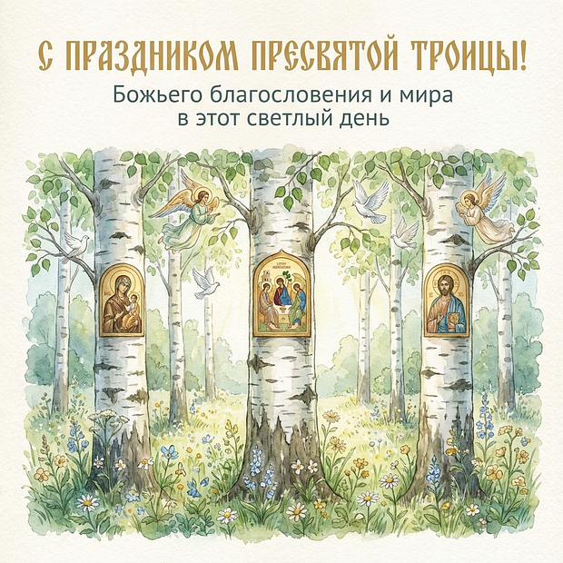 Скачать открытку на Троицу
