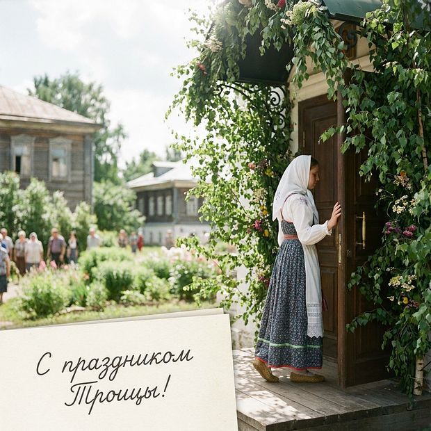 Картинка с душевными словами на Троицу
