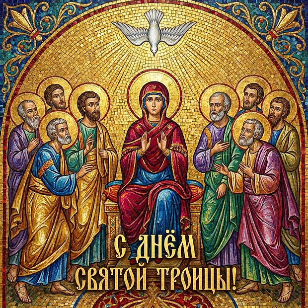 Открытка с душевными словами на Троицу
