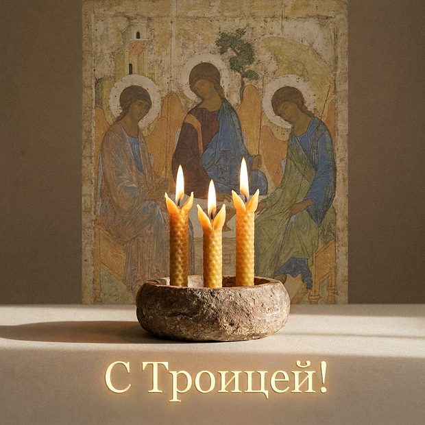 Открытка с теплыми словами на Троицу
