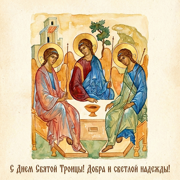 Картинка с душевными словами на Троицу
