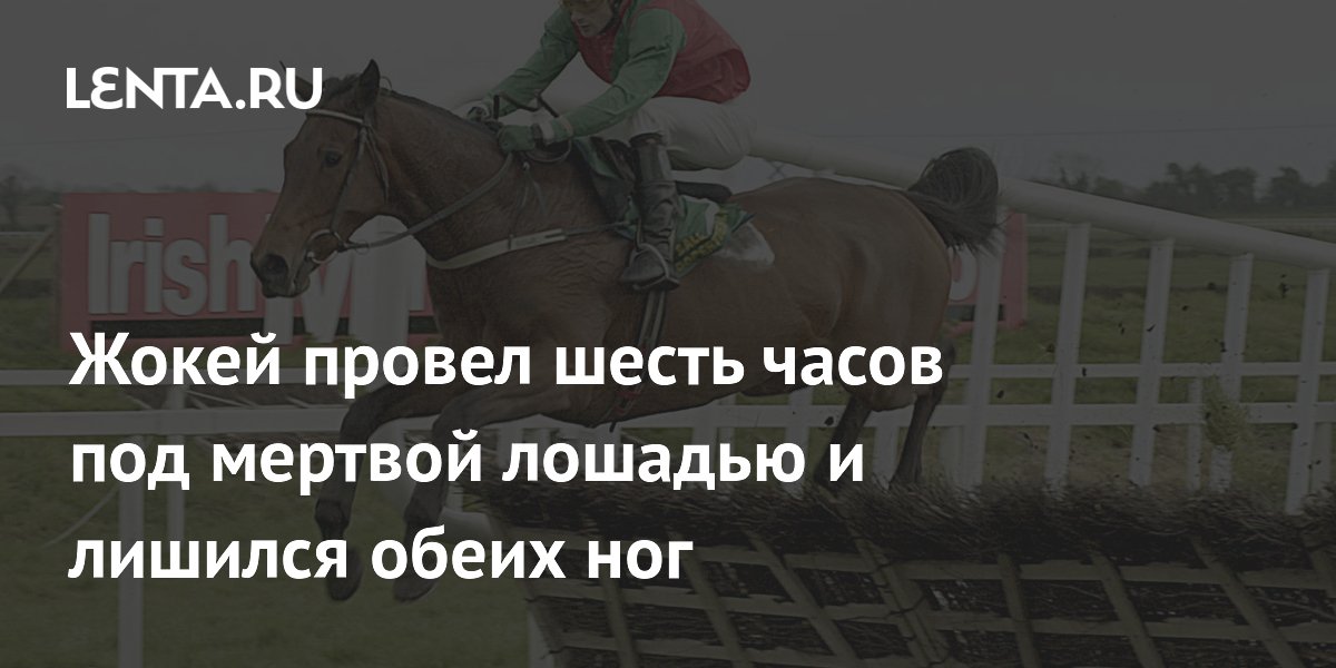 Жокей провел шесть часов под мертвой лошадью и лишился обеих ног