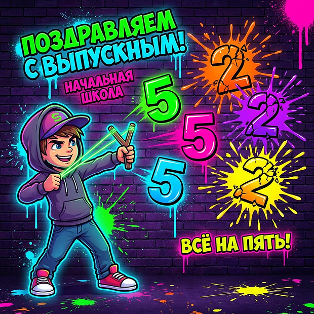 Красивая открытка с выпускным из начальной школы