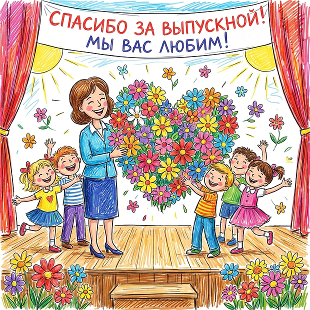 Открытка на выпускной в начальной школе для преподавателей
