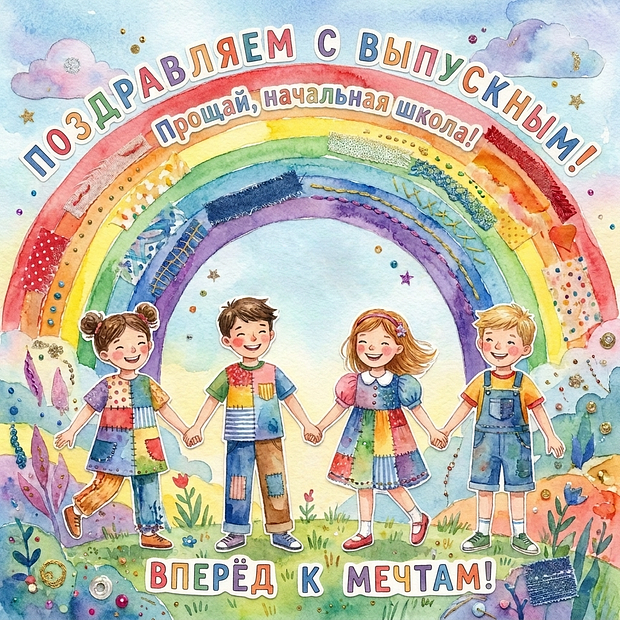 Открытка на выпускной в начальной школе
