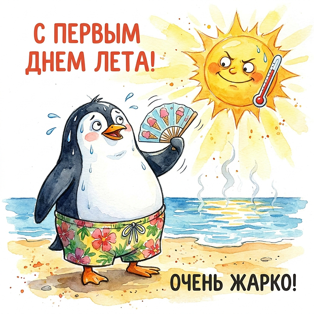 Прикольная открытка с первым днем лета