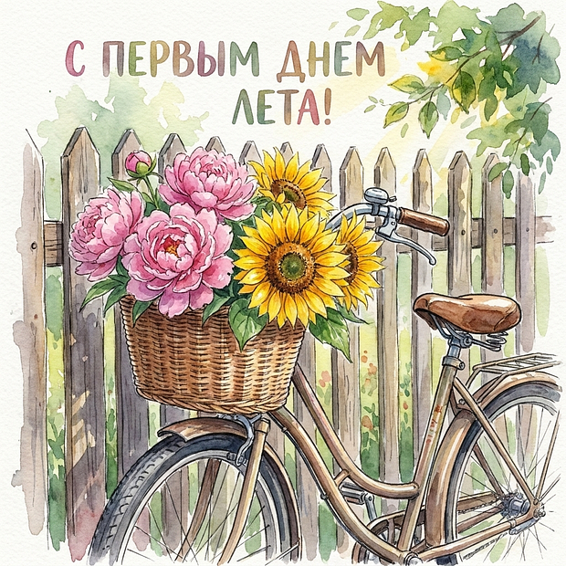 Красивая открытка на первый день лета 2026