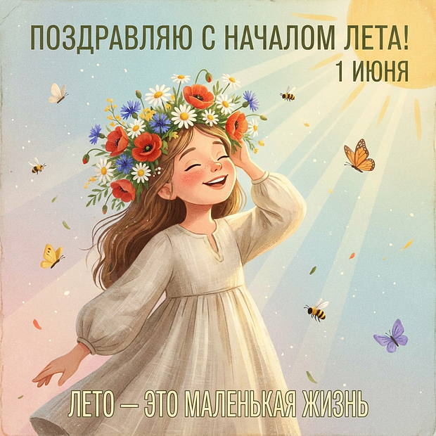 Картинка с поздравлением на первый день лета