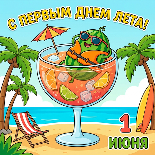 Прикольная открытка с первым днем лета