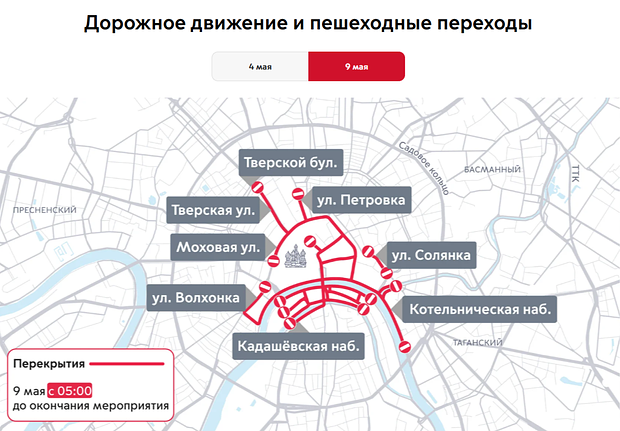 Центр Москвы в День Победы перекроют
