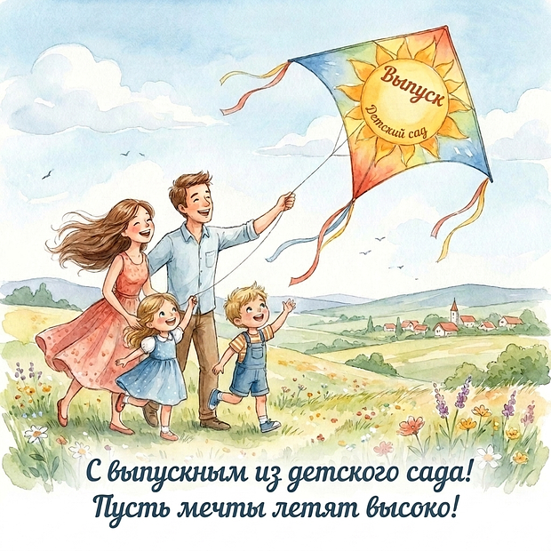 Скачать бесплатно открытку с выпускным из детского сада