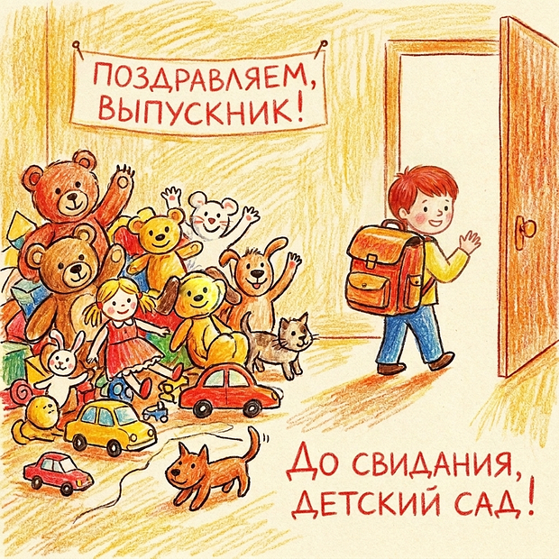 Открытка с теплыми словами на выпускной из детского сада