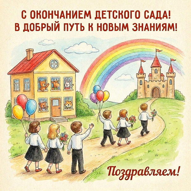 Скачать открытку на выпускной из детского сада