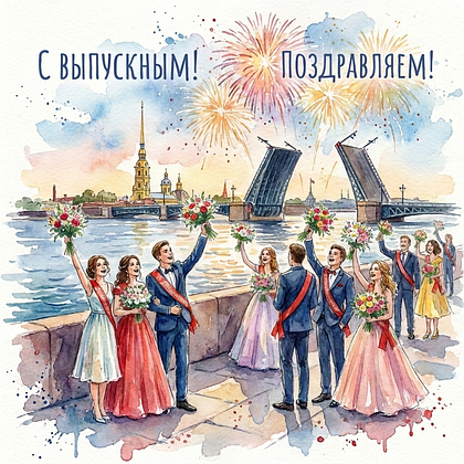 Красивая открытка с выпускным из старших классов