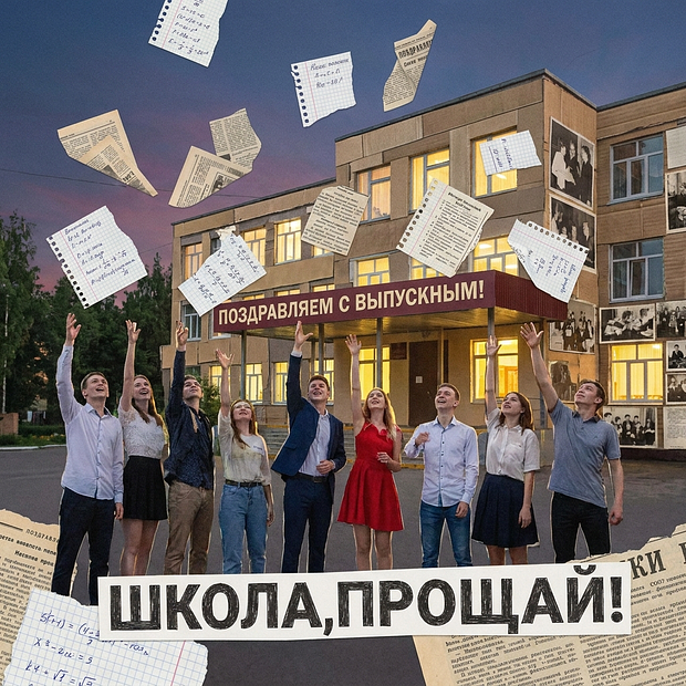 Бесплатная открытка на выпускной из старших классов 
