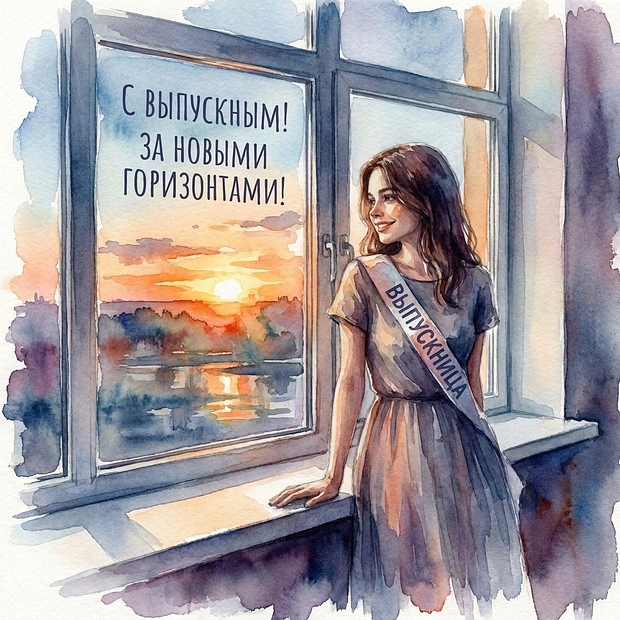 Открытка с теплыми словами на выпускной из старших классов
