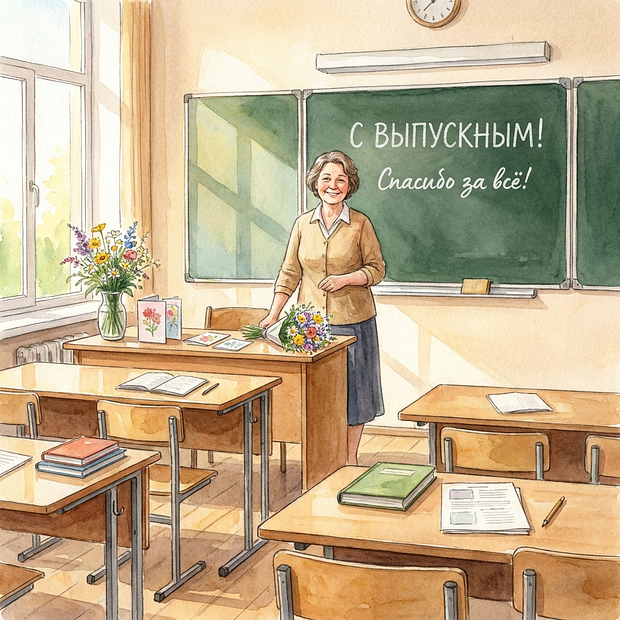Открытка на выпускной в старших классах для учителей

