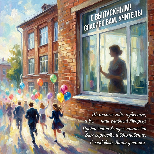Открытка на выпускной в старших классах для преподавателей
