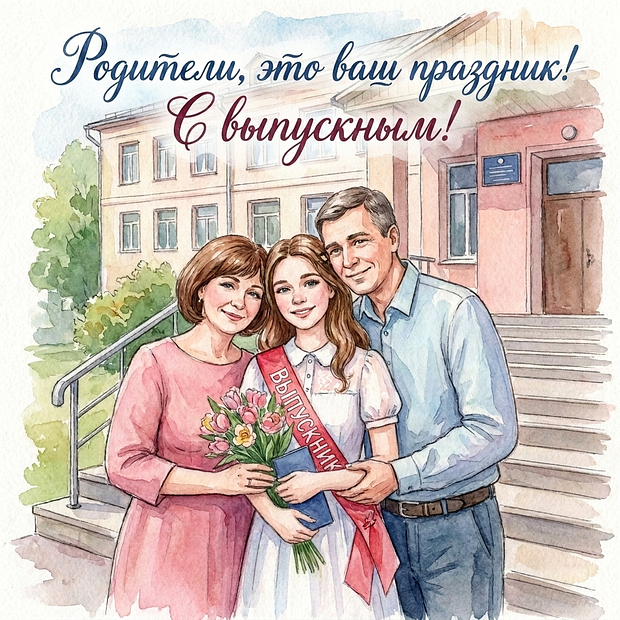 Открытка на выпускной в старших классах для родителей