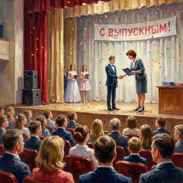 Открытка на выпускной для одиннадцатиклассников
