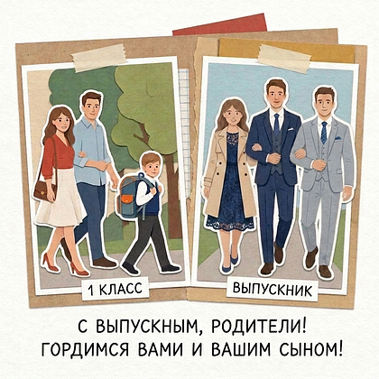 Открытка на выпускной в старших классах для родителей школьников